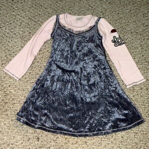 Ooh! La, La! Couture Pink and Gray crushed velvet Dress - size 5